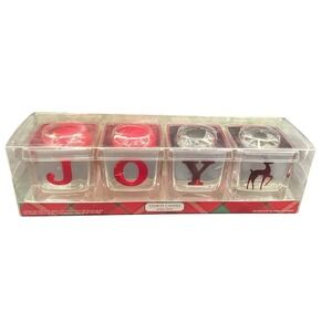 Yankee Candle -Set of‎ 4 Lettered Candle Holders w/Candles- Love, Joy Noel-New!